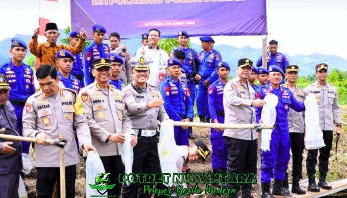 Kapolda Sulbar Tebar Ribuan Benih Udang di Perairan Malunda, Langkah Nyata untuk Ketahanan Pangan