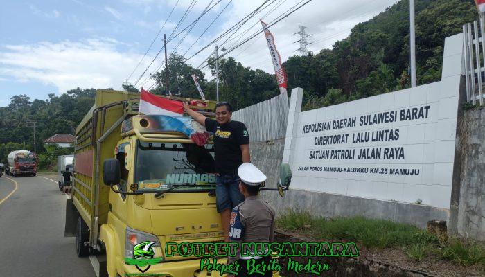 Jelang HUT ke-80 RI, PJR Polda Sulbar Tebar Semangat Nasionalisme di Jalan Raya