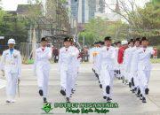 Pasukan Satya Kawal Penurunan Sang Merah Putih dengan Formasi Mandala