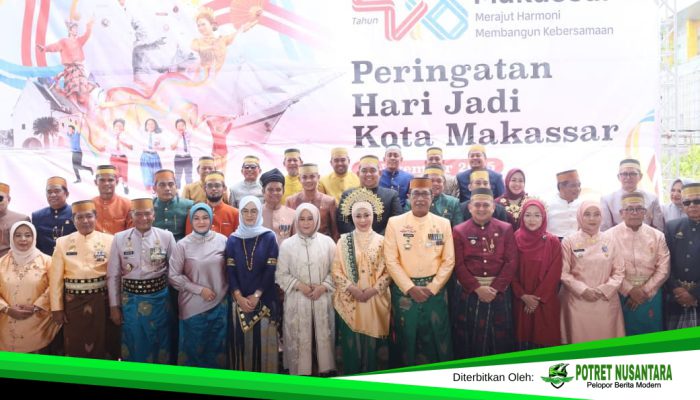 Silaturahmi Kepala Daerah Berbalut Baju Adat Warnai Upacara HUT ke-418 Kota Makassar