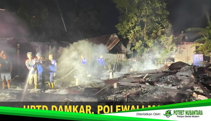 Damkar Polman Gerak Cepat Padamkan Kebakaran Dini Hari di Takatidung, Tiga Rumah dan Tiga Motor Terbakar