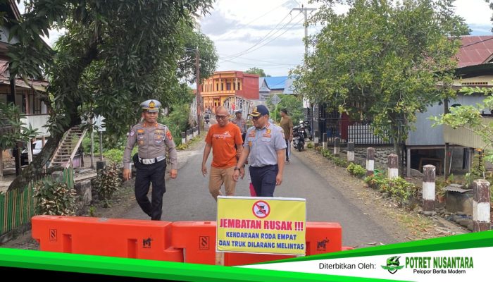 Satlantas Polres Soppeng Pasang Rambu Larangan di Jembatan Cenrana Salokaraja