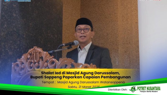 Bupati Soppeng dan Wakil Bupati Soppeng Laksanakan Sholat Ied di Masjid Agung Darussalam, Paparkan Capaian Pembangunan