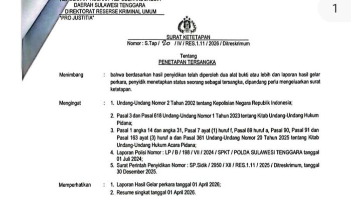 Eks Dirut Perumda Sultra Jadi Tersangka Dugaan Penipuan Investasi Rp3,5 Miliar, Kuasa Hukum Minta Segera Ditahan