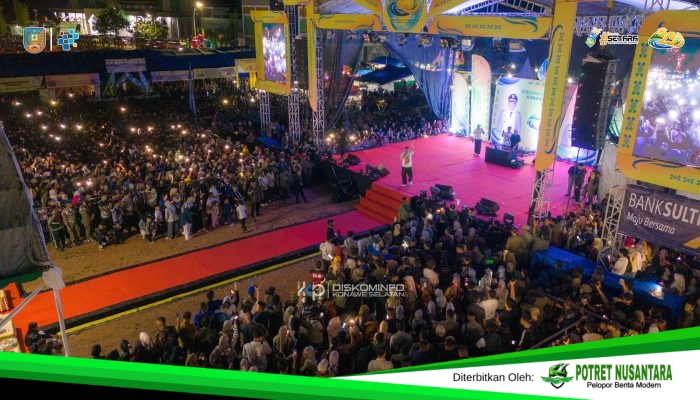 Puncak Perayaan HUT Ke-23 Lautan Manusia Padati Andoolo, Bupati Irham Kalenggo Resmi Tutup Pameran Pembangunan