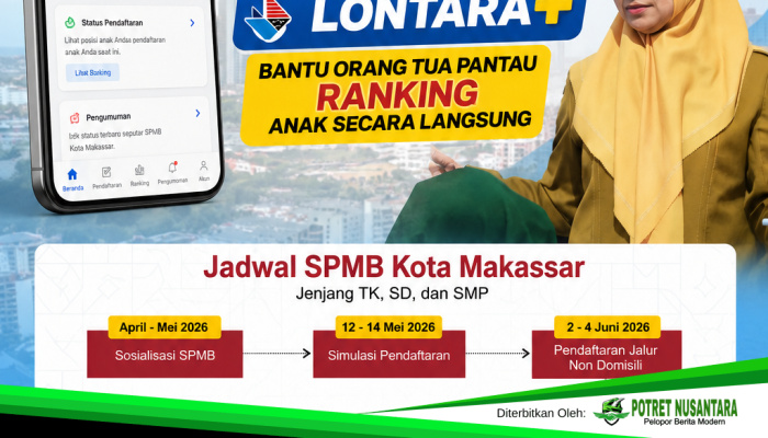 Disdik Makassar Buka SPMB, LONTARA+ Bantu Orang Tua Pantau Ranking Anak Secara Langsung