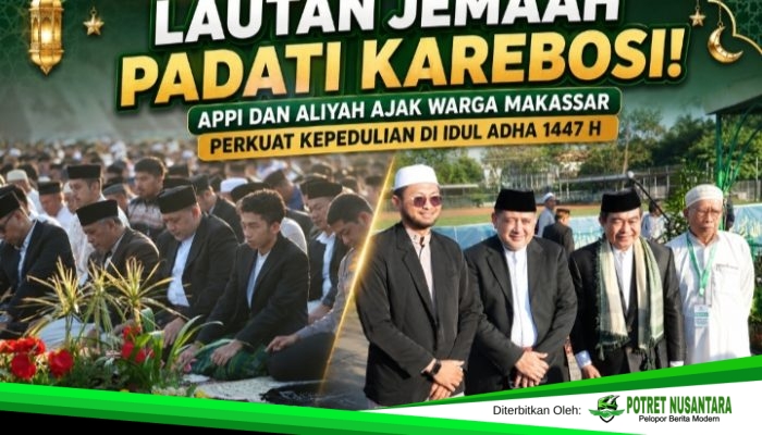 Lautan Jemaah Padati Karebosi! Appi dan Aliyah Ajak Warga Makassar Perkuat Kepedulian di Iduladha 1447 H