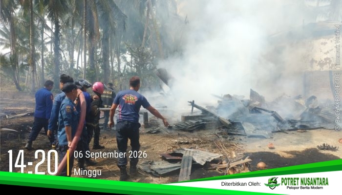 Korsleting Listrik, Rumah Panggung di Segerang Ludes Terbakar